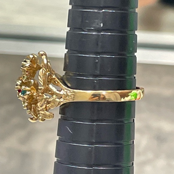 BEAUTIFUL LADIES YELLOW GOLD 10K BIRTHSTONE RUBY, PERIDOT RING 7.75 - Picture 13 of 16